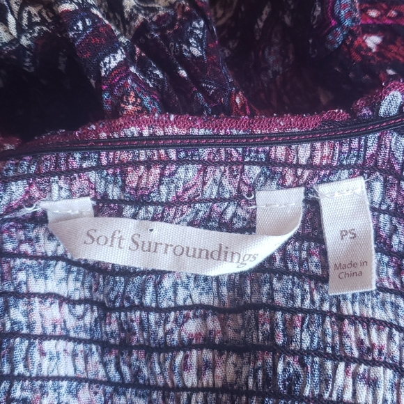 SOFT SURROUNDINGS Smocked Macelo Print Maxi Dress sz S Petite NEW Red/Blue - Picture 5 of 7